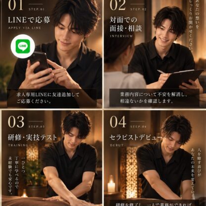 IKEMOMI男性セラピストになるまでの4ステップ